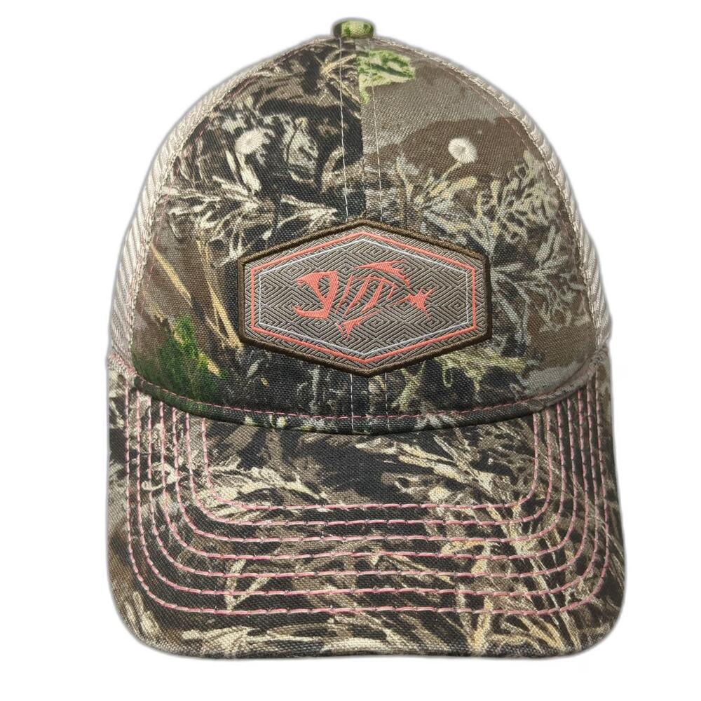 G.Loomis Trucker Hat Brown One Size Camo Mesh Pink Contrast Stitching Fish Logo